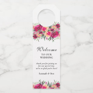 Etiqueta Para Garrafa Casamento personalizado da aguarela rosa floral