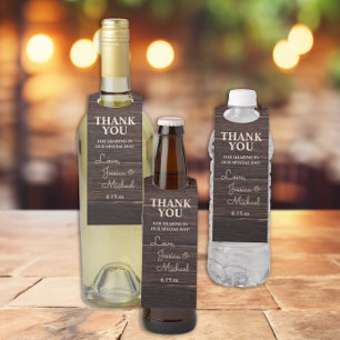Etiqueta Para Garrafa Casamento Rustic Wood Cream Obrigado