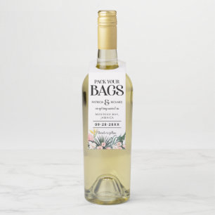 Etiqueta Para Garrafa Casamento Tropical no Destino Salve a Data