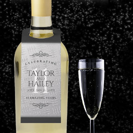 Etiqueta Para Garrafa Celebração Elegante de Aniversário de Casamento de