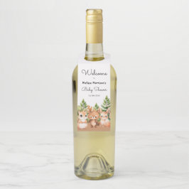 Etiqueta Para Garrafa Chá de Bebê Floresta para Menino