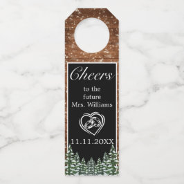 Etiqueta Para Garrafa Chá de panela Negro de Madeira Neve e Floresta