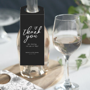 Etiqueta Para Garrafa Chamada de Amor Caligrafia Obrigado Floral Branco