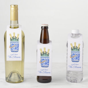 Etiqueta Para Garrafa Chinoiserie Watercolor Wine Balde
