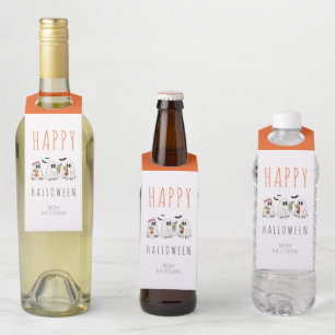 Etiqueta Para Garrafa Cocktails Fantasmagóricos de Fantasmas Fofos Feliz