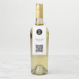 Etiqueta Para Garrafa Código QR Logotipo comercial Moderno Minimalista
