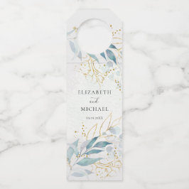 Etiqueta Para Garrafa Coleção de Casamentos de Cor de Água Dourada Azul