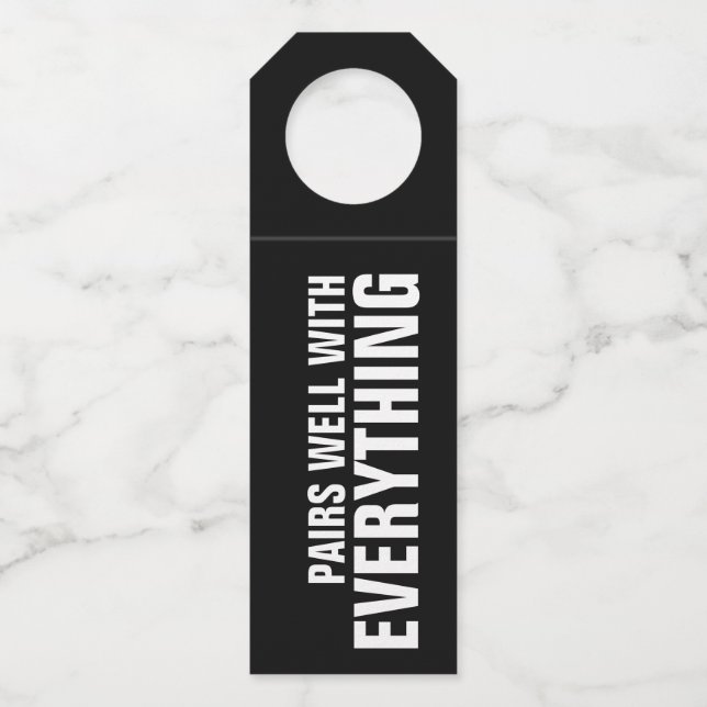 Etiqueta Para Garrafa COMBINA BEM COM TUDO em Preto (Frente)