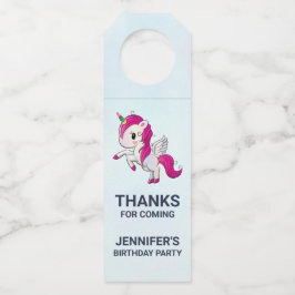 Etiqueta Para Garrafa Corno rosa e bonito com Aniversário de Asas