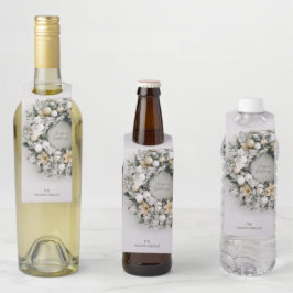 Etiqueta Para Garrafa Coroa de Natal de Pinheiro Nevado