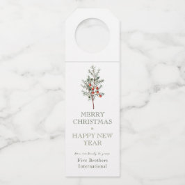 Etiqueta Para Garrafa Corporate Vintage Evergreen Feriado Personalizado