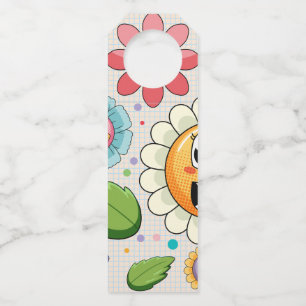 Etiqueta Para Garrafa desenho de fundo contínuo com flores coloridas