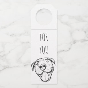 Etiqueta Para Garrafa desenho pitbull simples amantes de cães preto bran