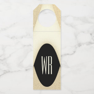 Etiqueta Para Garrafa Design moderno monogramado marrom e dourado elegan