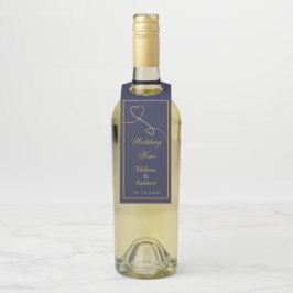 Etiqueta Para Garrafa Dois Corações Elegantes de Ouro | Vinho de C Casam