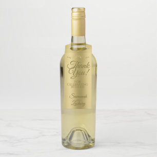 Etiqueta Para Garrafa Dourado Casamento Elegante Gradiente Obrigado
