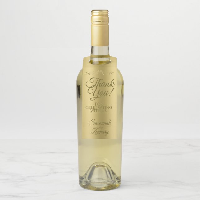 Etiqueta Para Garrafa Dourado Casamento Elegante Gradiente Obrigado (Na garrafa)