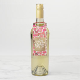 Etiqueta Para Garrafa Dourado Feliz Natal em Vermelho