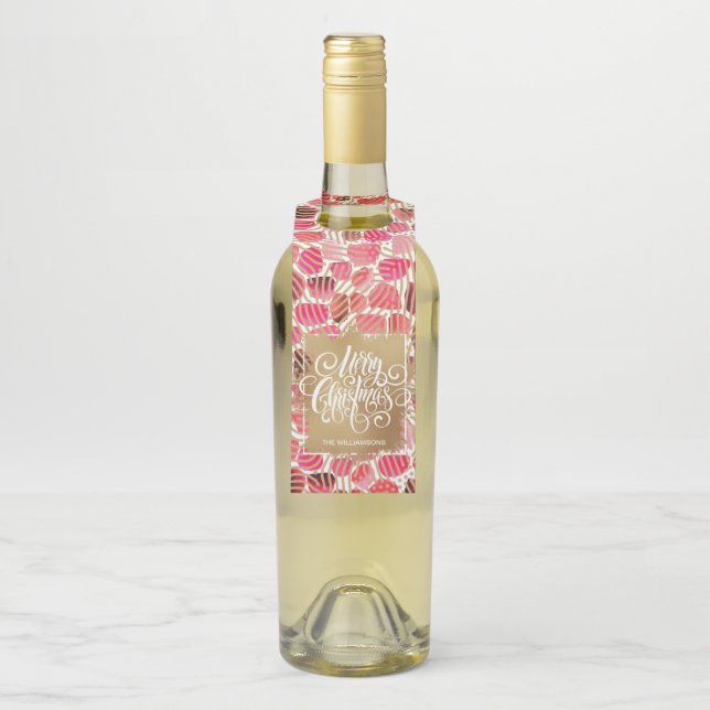 Etiqueta Para Garrafa Dourado Feliz Natal em Vermelho (Na garrafa)