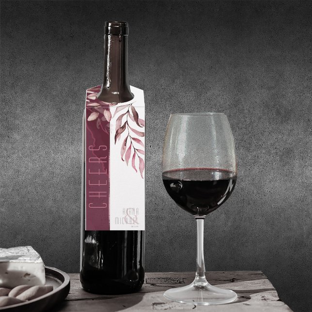 Etiqueta Para Garrafa Dreamy Foliage Cheers Burgundy ID817 (Wine Bottle In Situ)