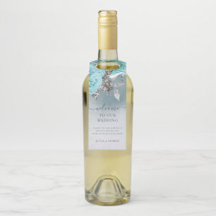 Etiqueta Para Garrafa Dusty Blue Floral Casamento Obrigado