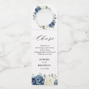 Etiqueta Para Garrafa Dusty Blue Marinho Champanhe Ivory Floral Casament