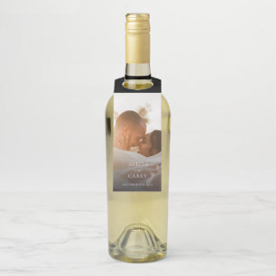 Etiqueta Para Garrafa Elegante Caligrafia de Foto Casamento