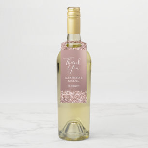 Etiqueta Para Garrafa Elegante, Rosa simples e Dourado, Glitter Moderno,