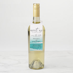 Etiqueta Para Garrafa Encontre-nos no Casamento de Destino Teal Save The