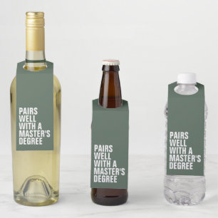 Etiqueta Para Garrafa Engraçado formando de mestrado em graduação verde