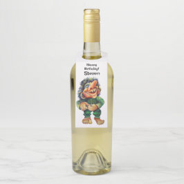 Etiqueta Para Garrafa Estandinava - Troll Engraçado Ilustração de Aquare