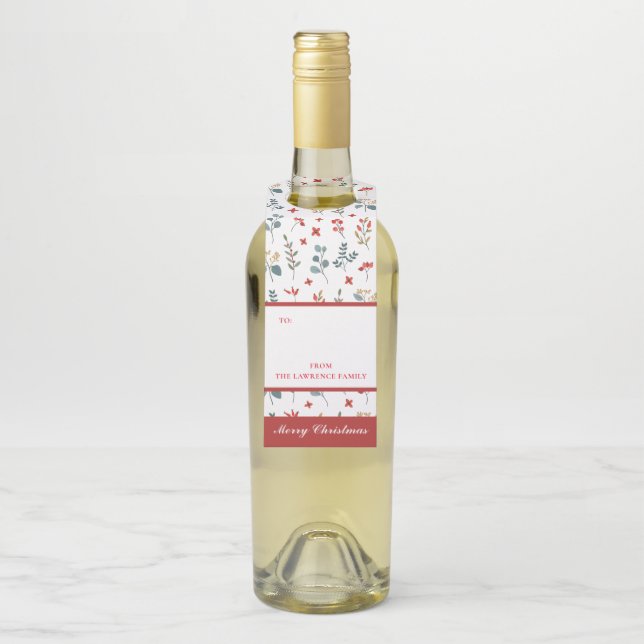Etiqueta Para Garrafa Eucalipto Botânico Frutas Florais Natal (Na garrafa)