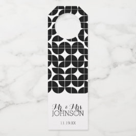 Etiqueta Para Garrafa Favor de casamento Mr & Mrs Preto Branco Padrão MC