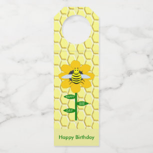 Etiqueta Para Garrafa Feliz Dia de Aniversário do Bumblebee Personalizad
