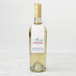 Etiqueta Para Garrafa Feliz Natal Elegante - Script de Férias Modernas