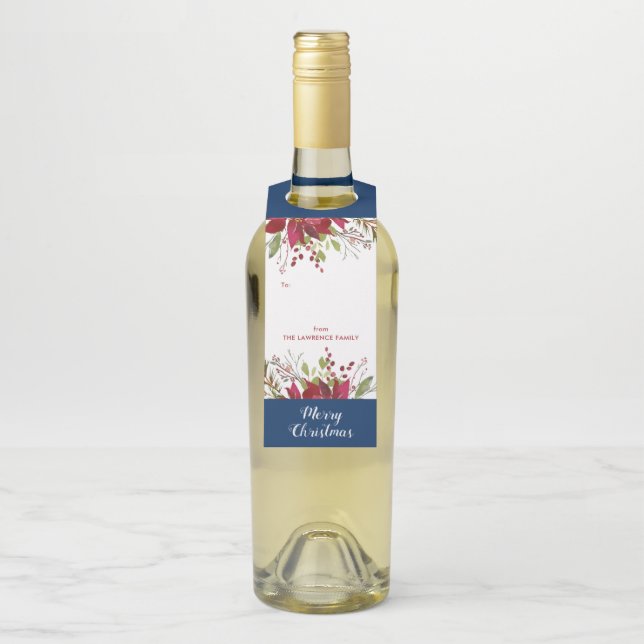 Etiqueta Para Garrafa Feliz Natal Feriado Botânico Elegante (Na garrafa)