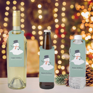Etiqueta Para Garrafa Feliz Natal Feriado Derretendo Snowman Cute