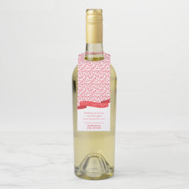 Etiqueta Para Garrafa FELIZ TUDO BANNER padrão foliar moderno vermelho