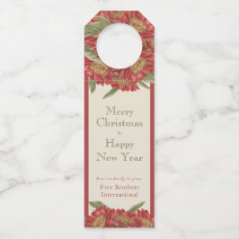 Etiqueta Para Garrafa Feriado Floral Vermelho da Vintage Corporativa Per