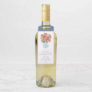 Etiqueta Para Garrafa Feriados felizes Verdes Vermelhos da Poinsettia Wa