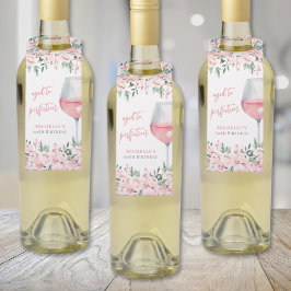 Etiqueta Para Garrafa Festa de aniversário Floral de Vinho