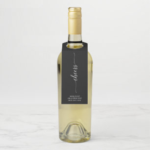 Etiqueta Para Garrafa Festa de Black Elegant Minimal Script Cheers