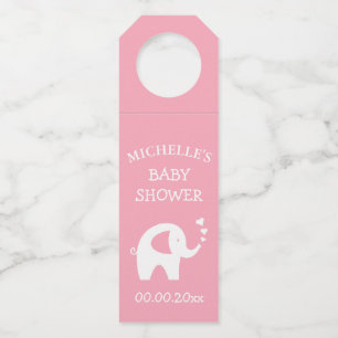 Etiqueta Para Garrafa Festa de chá de bebê personalizada com elefante ro