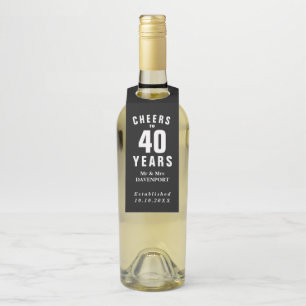 Etiqueta Para Garrafa Festa elegante do 40º aniversário de casamento