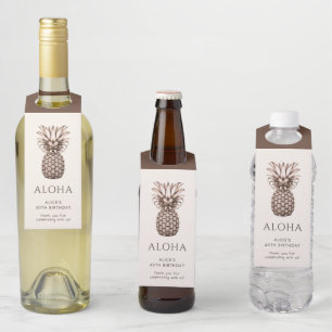 Etiqueta Para Garrafa Festa tropical de Aloha com abacaxi-vintage