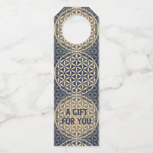 Etiqueta Para Garrafa FLOR DA VIDA - padrão de areia azul