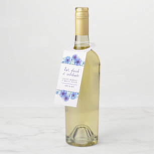 Etiqueta Para Garrafa Flor de anêmona azul-aquarela de castigo