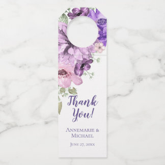 Etiqueta Para Garrafa Floral de Aquarela Puro Ultra Violeta