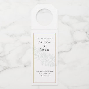 Etiqueta Para Garrafa Floral Verde Oliva Suave Moderno Simples