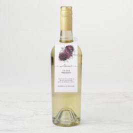 Etiqueta Para Garrafa Floral Wedding Personalizado Burgundy